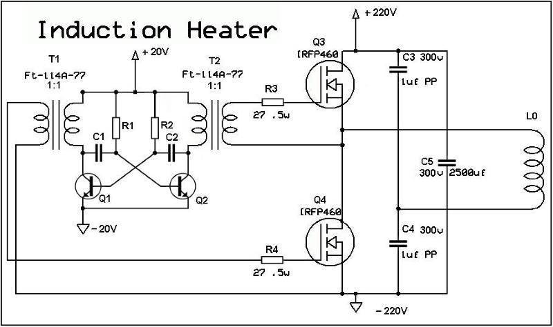 Схема индуктора для нагрева металла