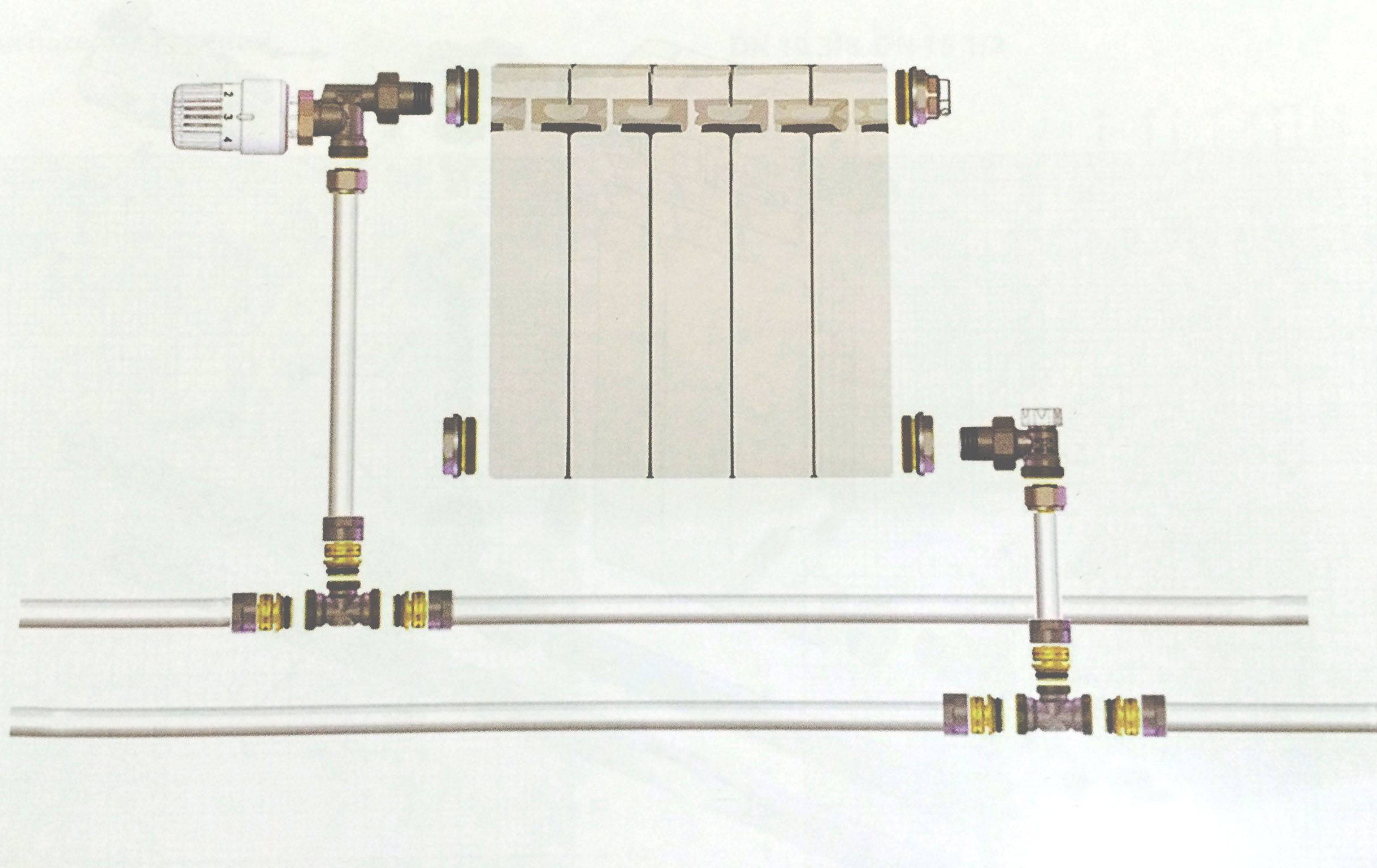 Схемы и способы подключения радиаторов отопления - нижняя подводка, диагональное и другие варианты