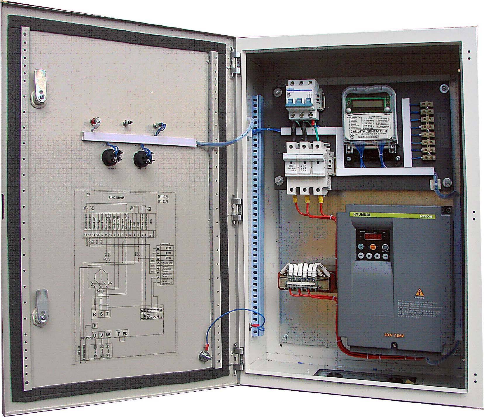 Шкаф управления насосом с частотным преобразователем (схема)