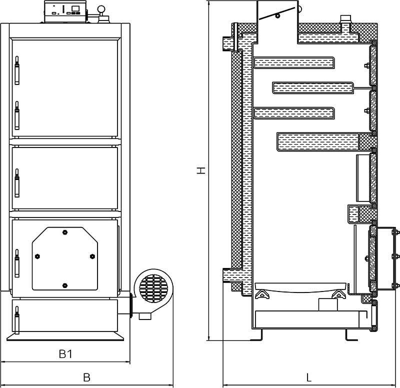 Котел длительного горения чертежи с размерами