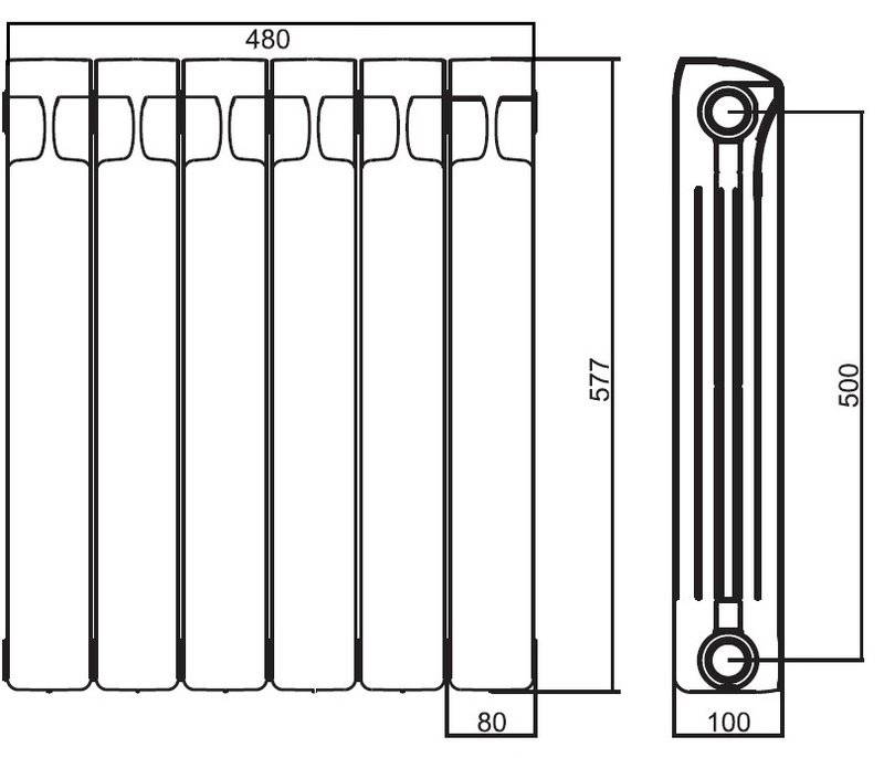 Батареи отопления биметаллические, размеры и виды радиаторов: монолитные или монолит, секционные, вертикальные, узкие, трубчатые