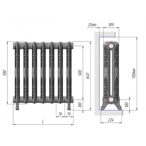 Размеры алюминиевых радиаторов отопления: объем секции, высота