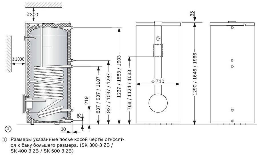 Водонагреватель на чертеже