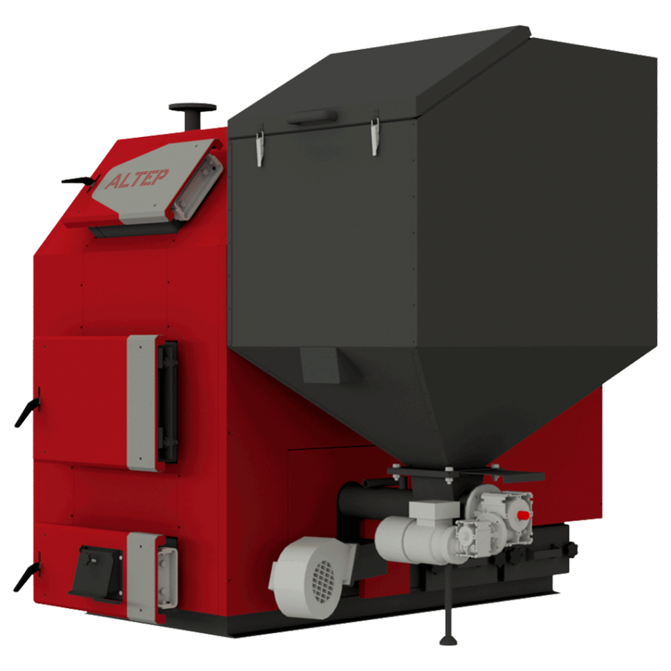 Автоматический пеллетный котел с подачей топлива, бункером и самоочисткой