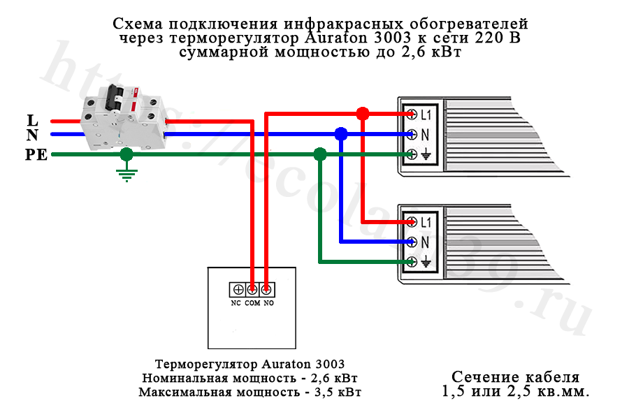 Схема подключения термостата ballu вмт 1 к инфракрасному обогревателю